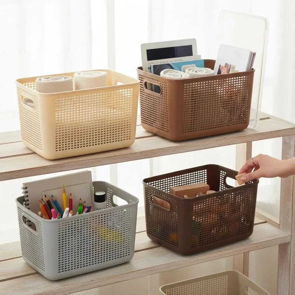 Aroni Deluxe Plastic Storage Basket – Multipurpose Household Organizer