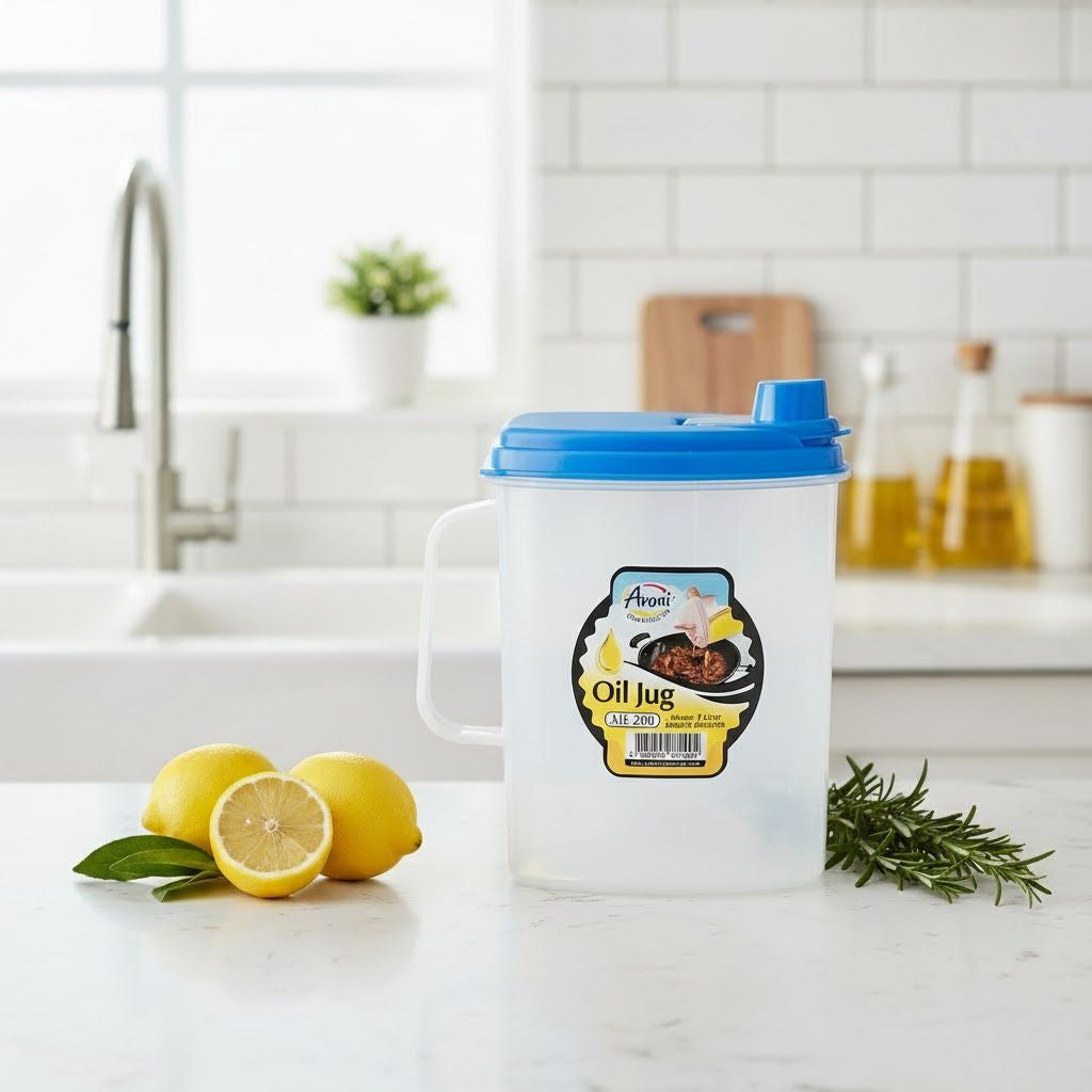 Aroni Household 1L Cooking Oil Jug (Pack of 2) | Easy-Pour Spout Oil Container (AH-200)
