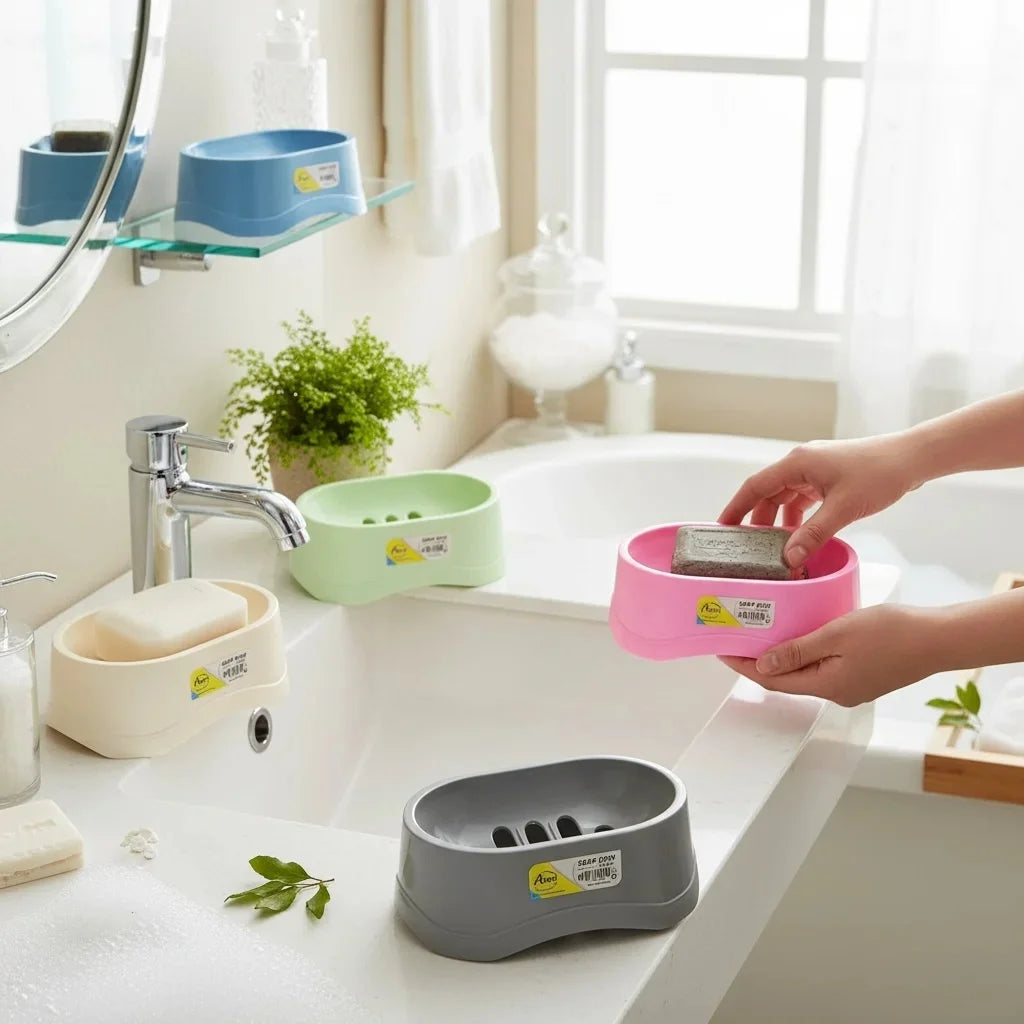 Aroni SD-52 Plastic Soap Dish  – Drainage Design Colorful Bathroom Soap Holder