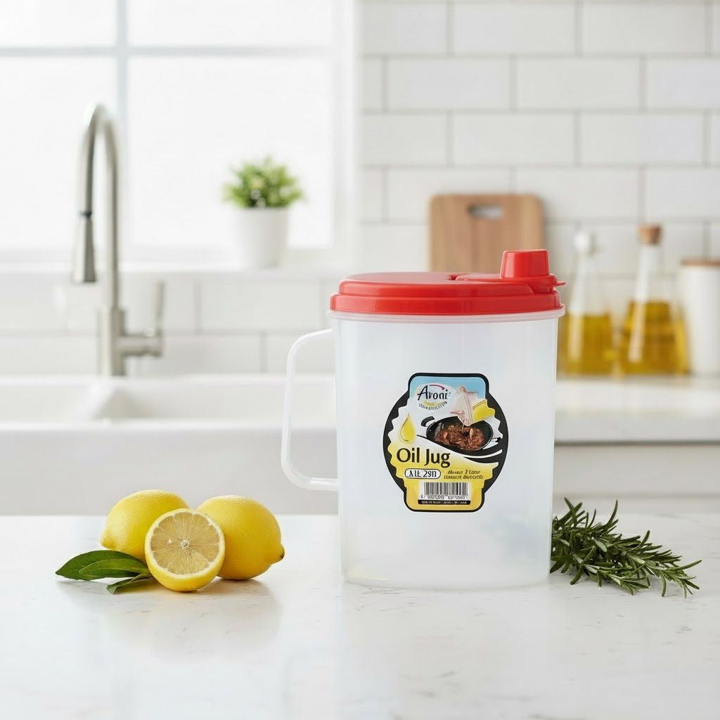 Aroni Household 1L Cooking Oil Jug (Pack of 2) | Easy-Pour Spout Oil Container (AH-200)