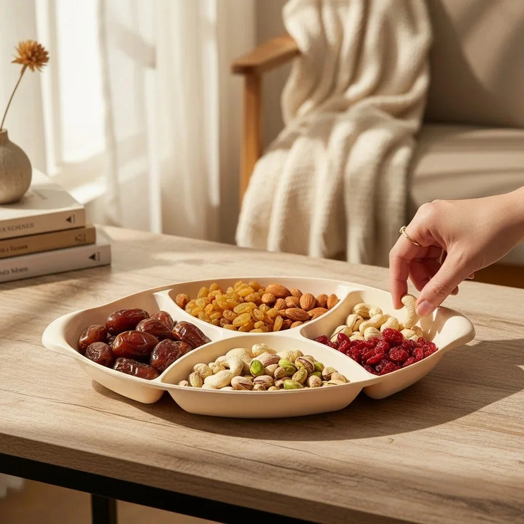 Aroni Household Plastic Partition Tray – Multi-Compartment Food Serving Organizer (AH-180)