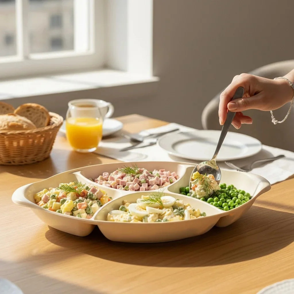 Aroni Household Plastic Partition Tray – Multi-Compartment Food Serving Organizer (AH-180)