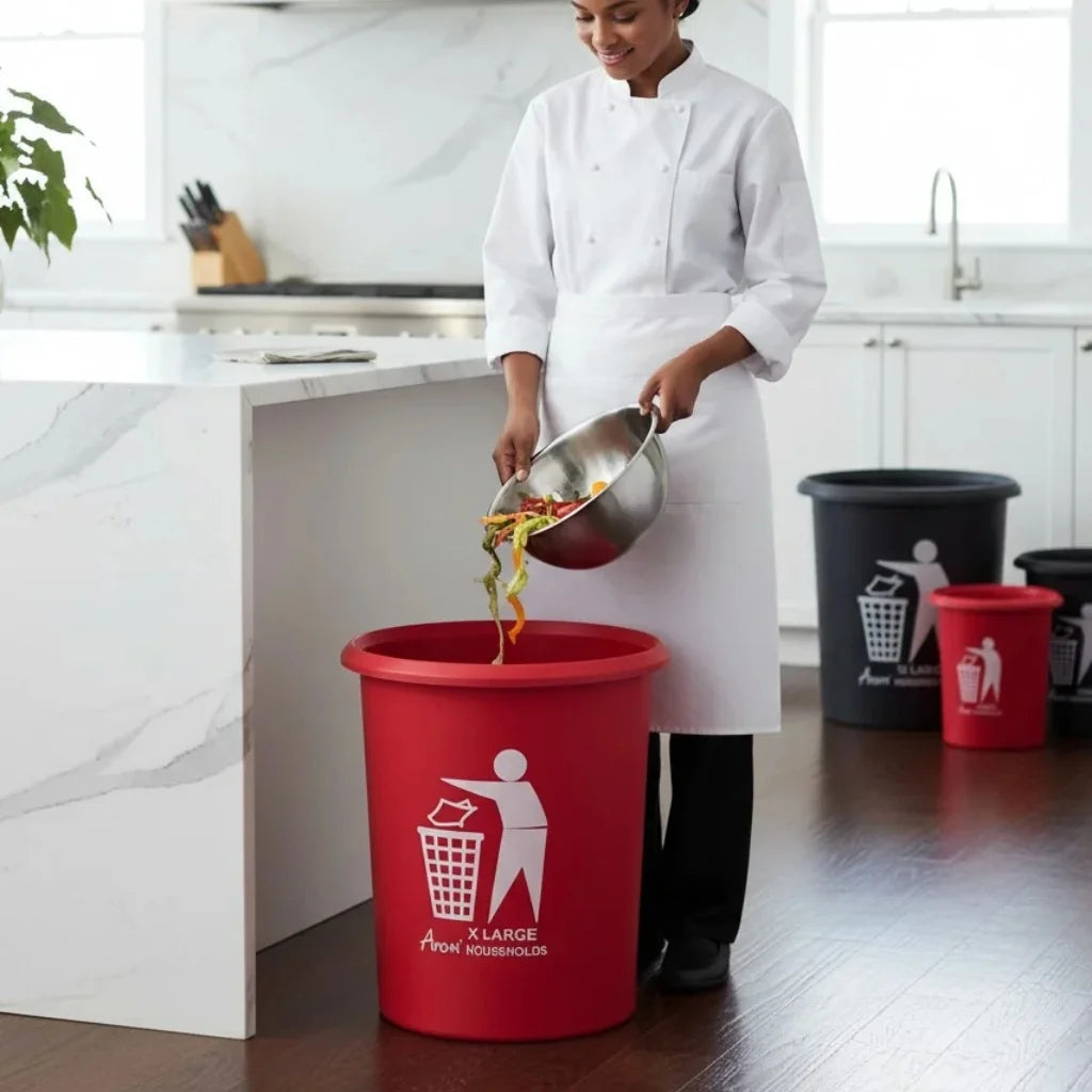 Aroni Household Round Plastic Dustbin – Durable Waste Bin Available in 5 Practical Sizes
