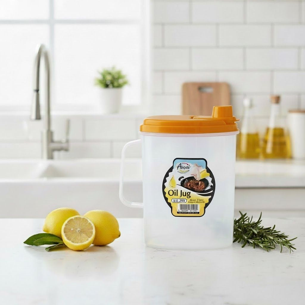 Aroni Household 1L Cooking Oil Jug (Pack of 2) | Easy-Pour Spout Oil Container (AH-200)