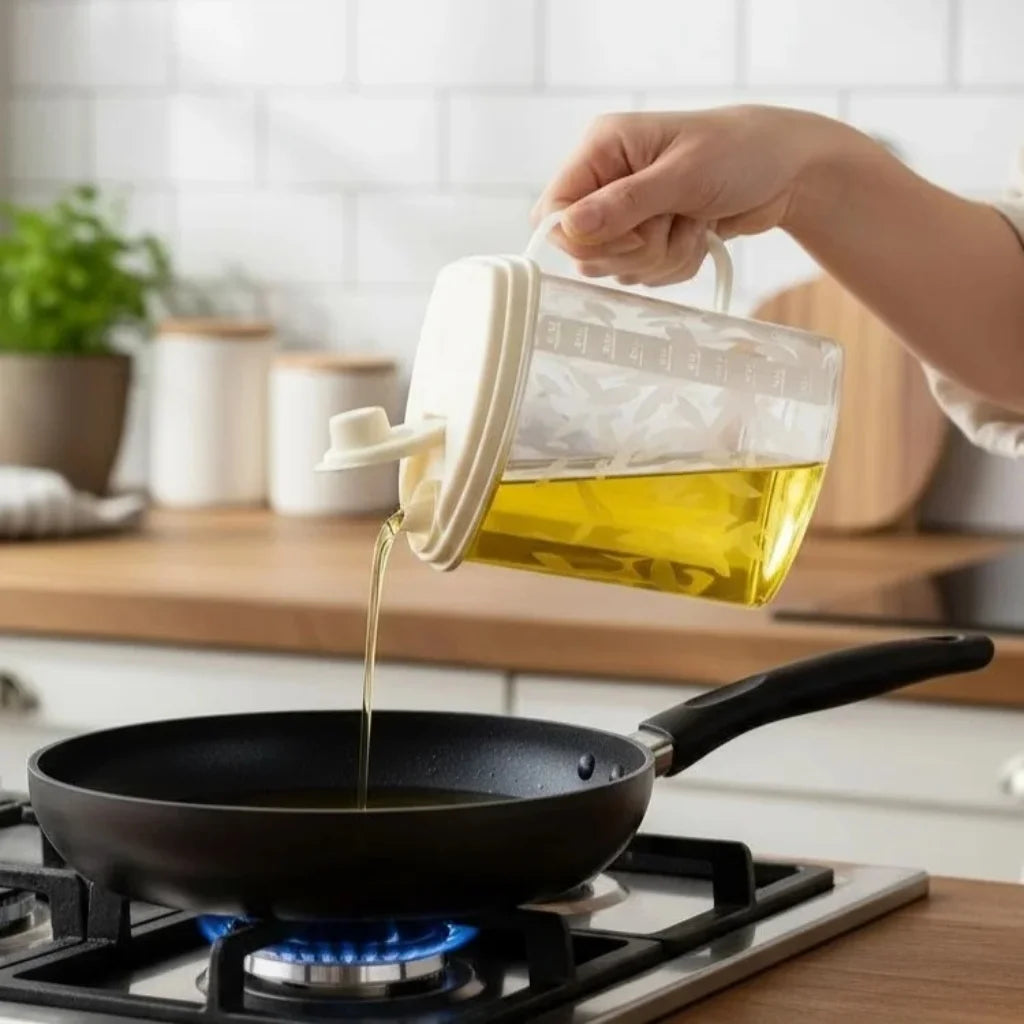 Aroni Household 1L Cooking Oil Jug (Pack of 2) | Easy-Pour Spout Oil Container (AH-200)