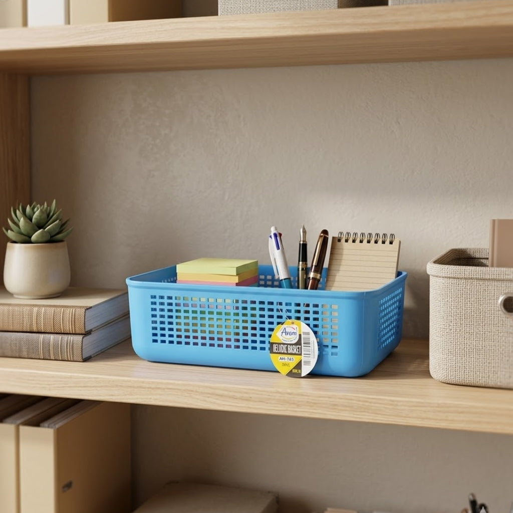 Aroni Deluxe Plastic Storage Basket – Multipurpose Household Organizer