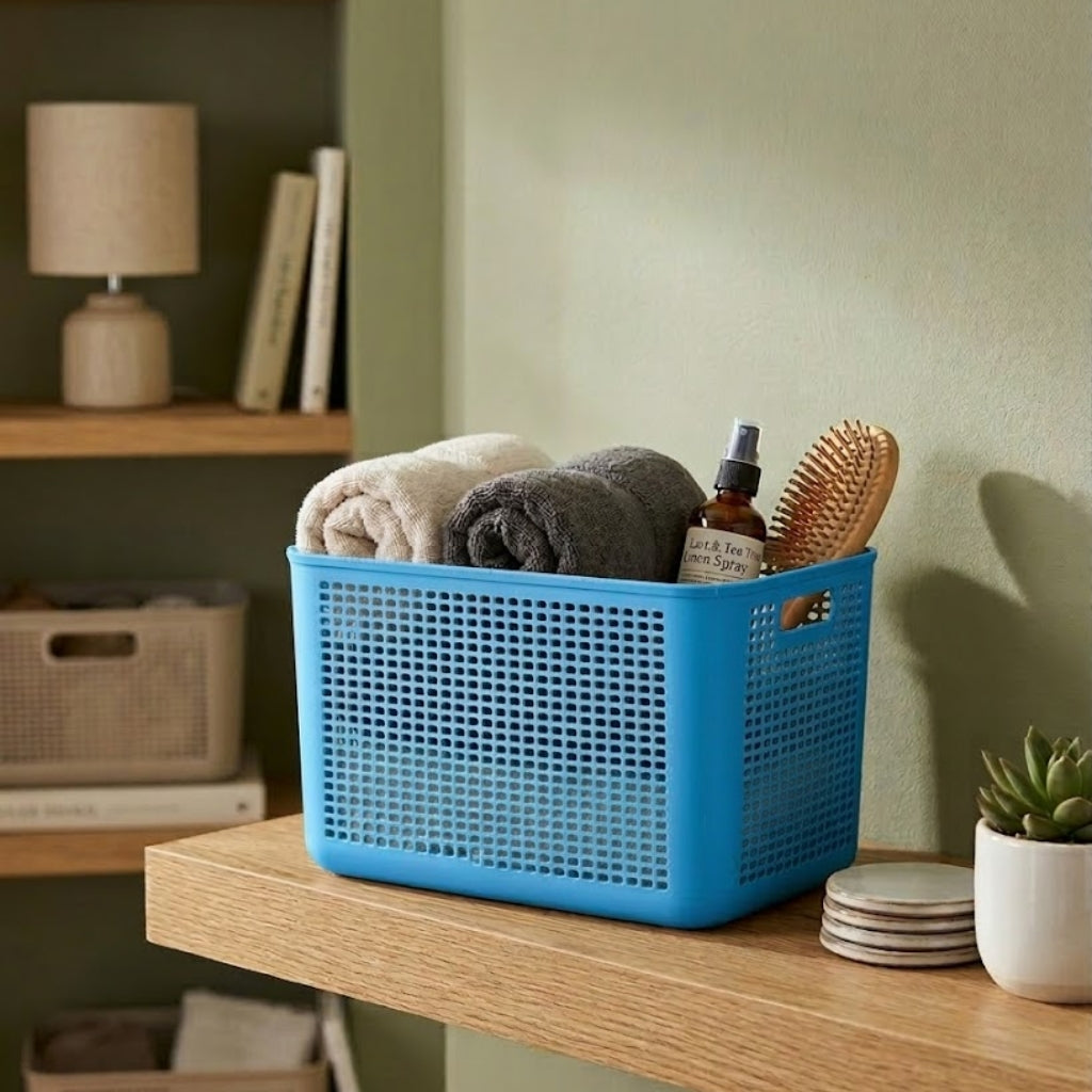 Aroni Deluxe Plastic Storage Basket – Multipurpose Household Organizer