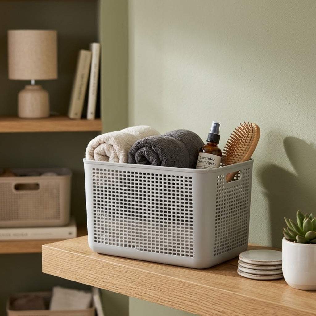 Aroni Deluxe Plastic Storage Basket – Multipurpose Household Organizer