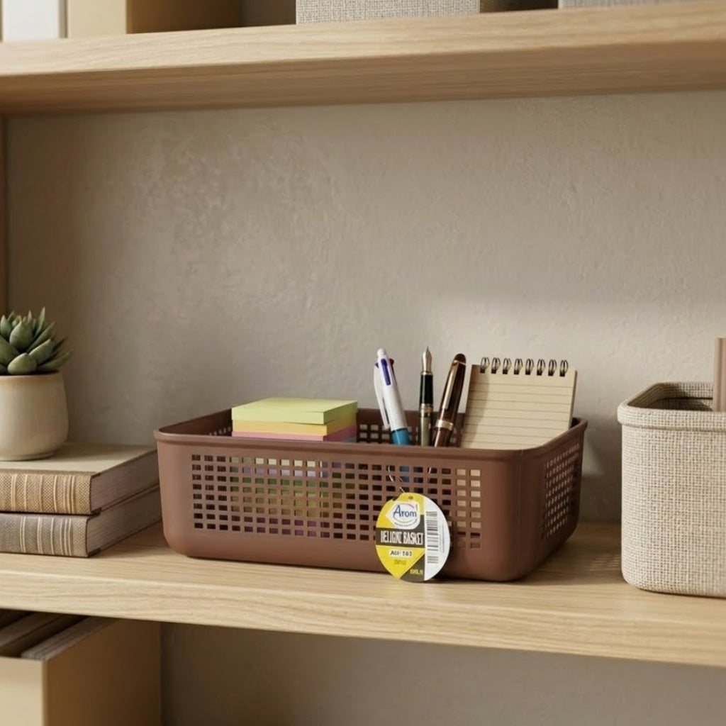 Aroni Deluxe Plastic Storage Basket – Multipurpose Household Organizer