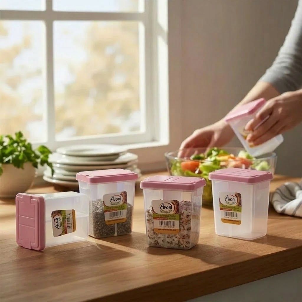 Aroni Household 2-in-1 Salt & Pepper Shaker (Pack of 6) | Dual Partition Seasoning Dispenser (AH-210)