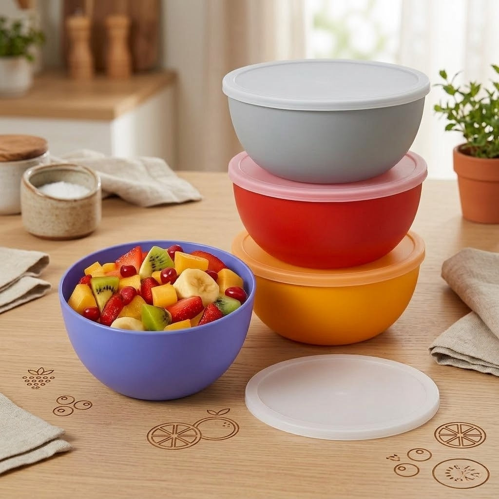 Aroni Rio Round Plastic Food Container (Pack of 2) – Multipurpose Serving & Storage Bowl