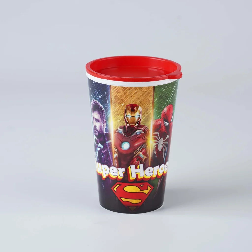 Aroni Kids Summer Glass with Lid (Pack of 2) | Colorful Printed Plastic Water Tumbler (AH-107)