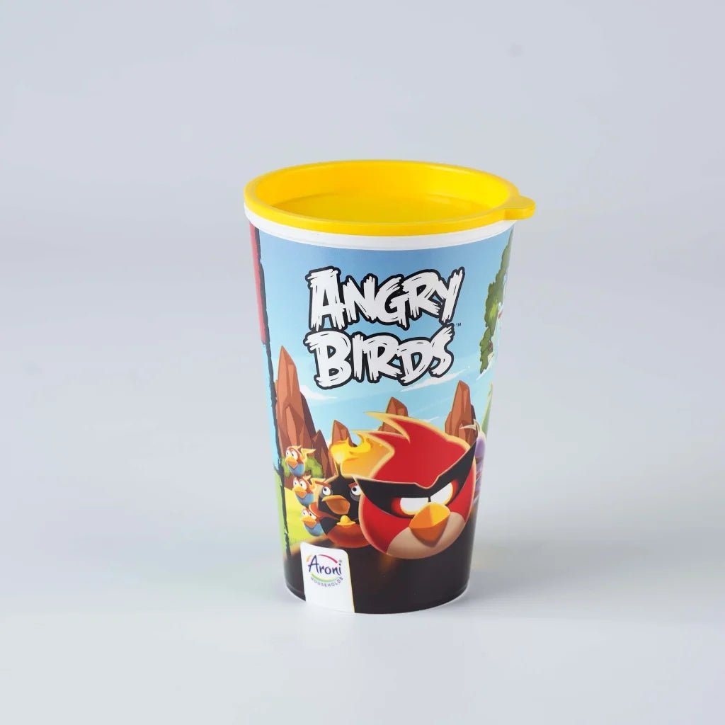 Aroni Kids Summer Glass with Lid (Pack of 2) | Colorful Printed Plastic Water Tumbler (AH-107)