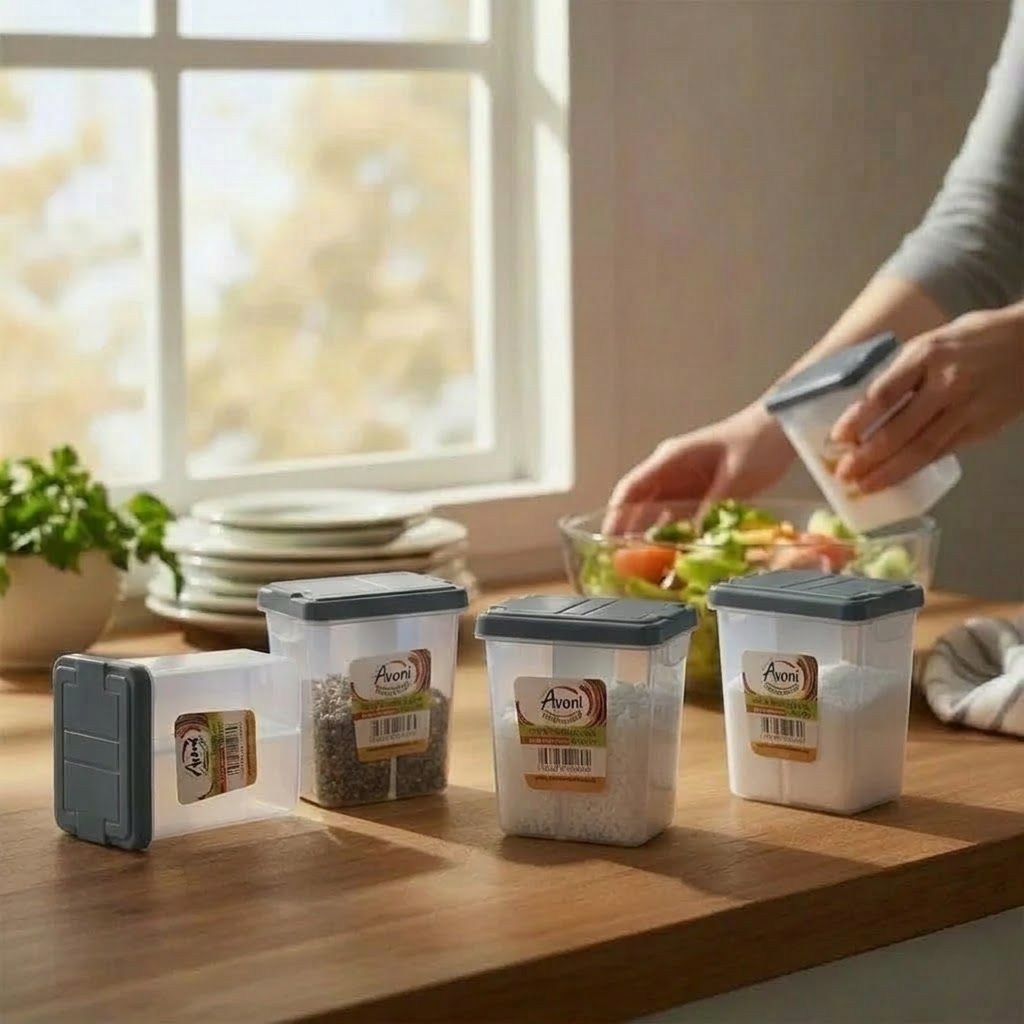 Aroni Household 2-in-1 Salt & Pepper Shaker (Pack of 6) | Dual Partition Seasoning Dispenser (AH-210)