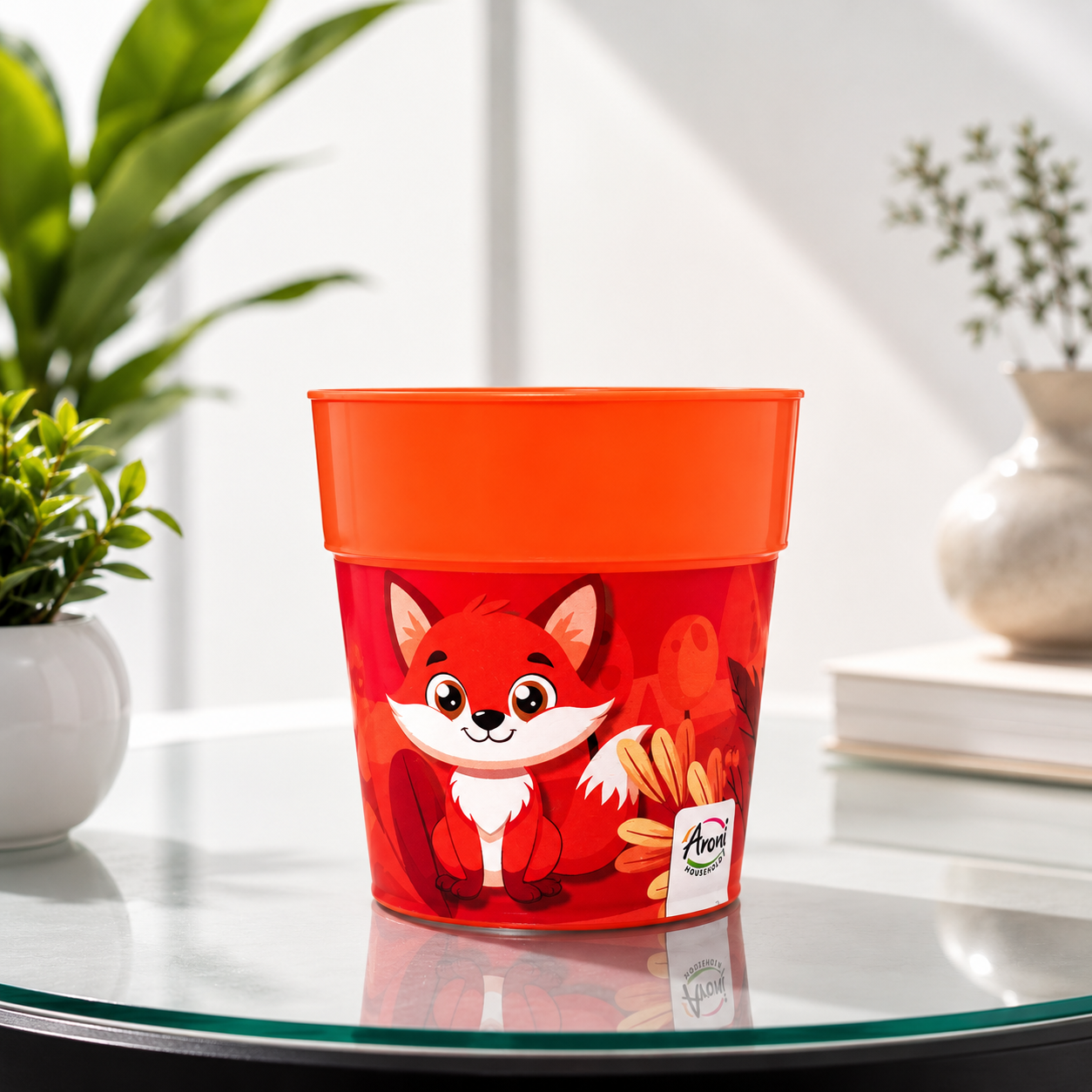 Aroni KidKo Cartoon Printed Plastic Glass Set – 4 Pcs Kids Drinking Cups (Random Colors) (AH-245)
