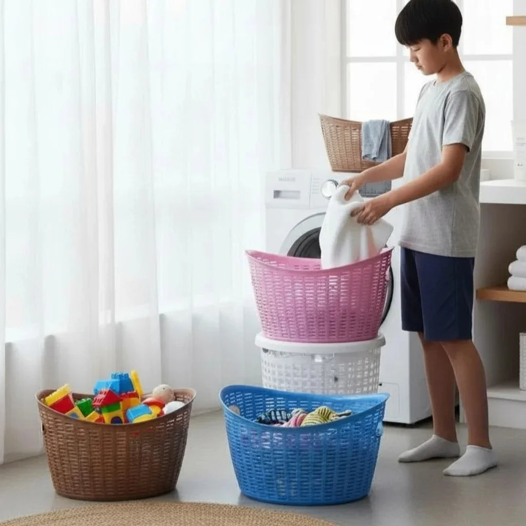 Aroni Premium Rattan-Style Multi Purpose Basket | Kitchen, Laundry & Home Organizer