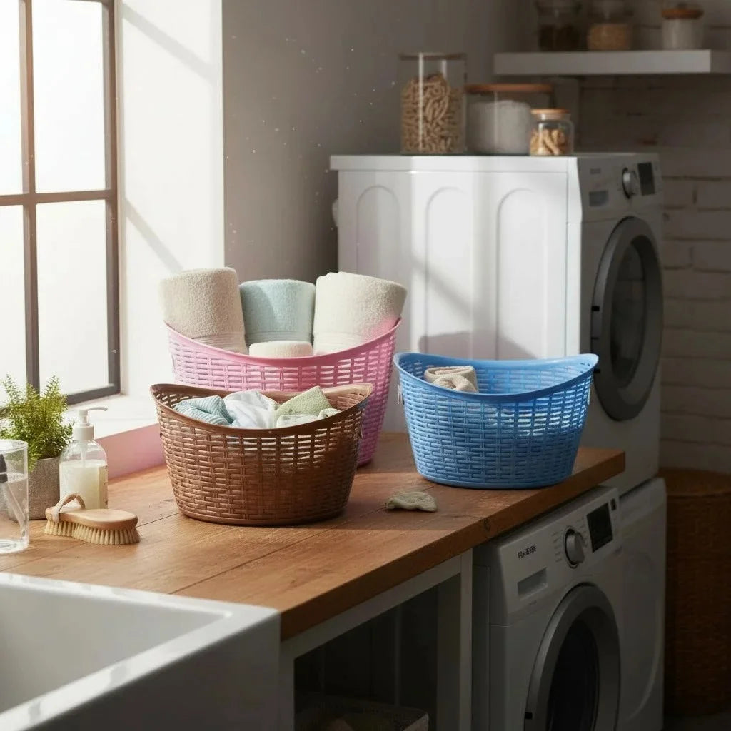 Aroni Premium Rattan-Style Multi Purpose Basket | Kitchen, Laundry & Home Organizer