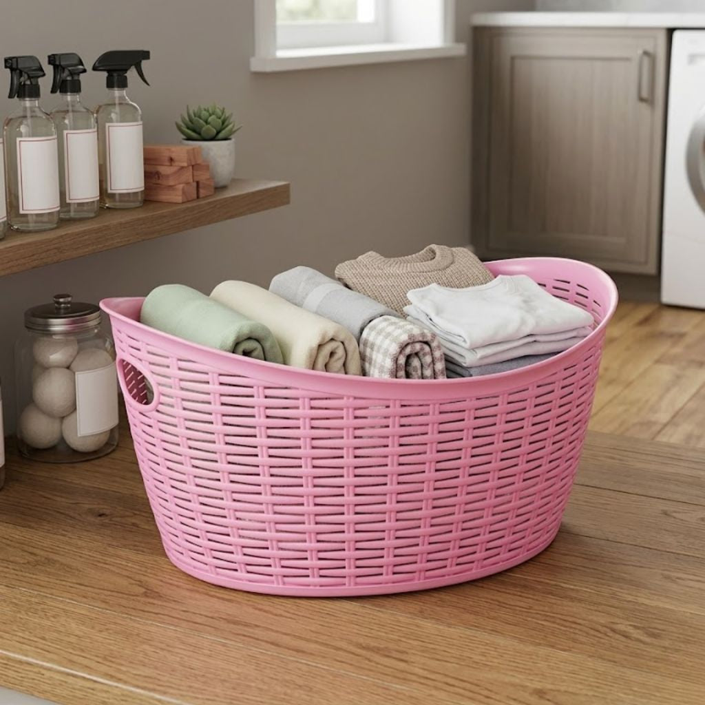 Aroni Premium Rattan-Style Multi Purpose Basket | Kitchen, Laundry & Home Organizer