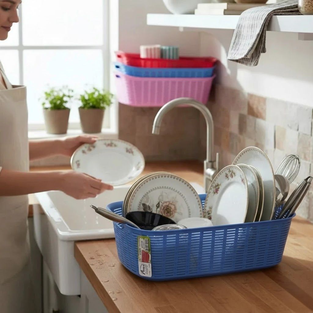 Aroni Daisy Multi Purpose Basket | Bartan Tokra & Laundry Organizer (AH-100)