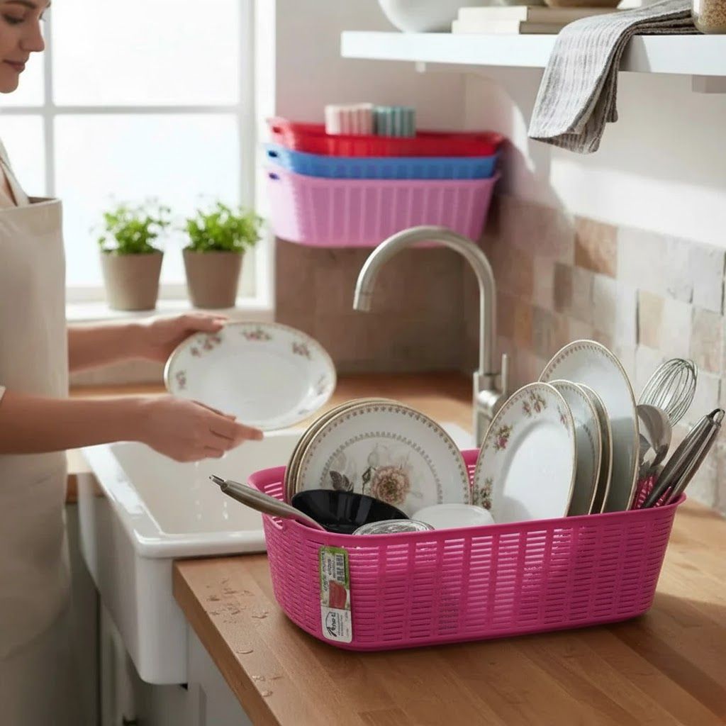 Aroni Daisy Multi Purpose Basket | Bartan Tokra & Laundry Organizer (AH-100)