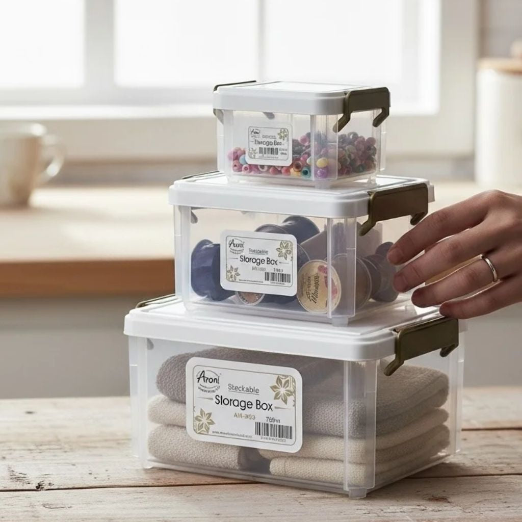 Aroni Stackable Storage Containers with Vertical Locking – Airtight Kitchen Organizer Set