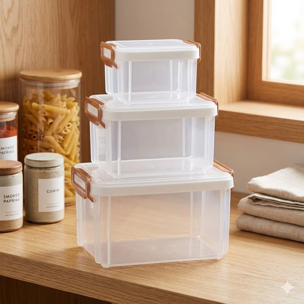 Aroni Stackable Storage Containers with Vertical Locking – Airtight Kitchen Organizer Set