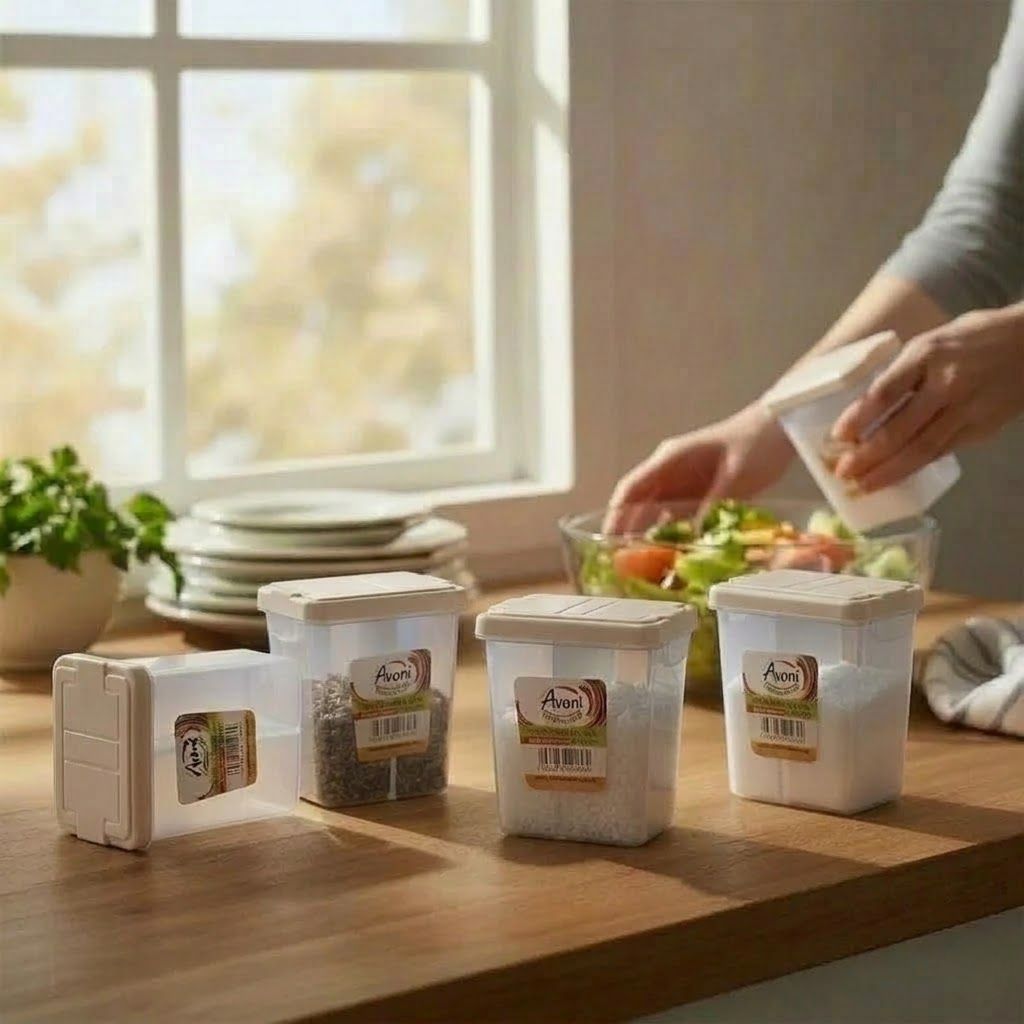 Aroni Household 2-in-1 Salt & Pepper Shaker (Pack of 6) | Dual Partition Seasoning Dispenser (AH-210)