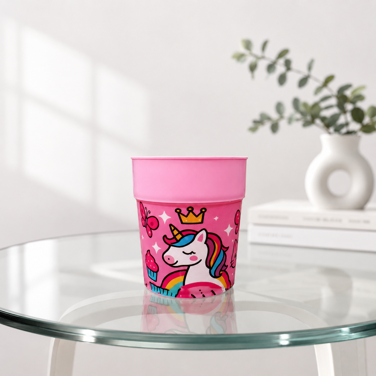 Aroni KidKo Cartoon Printed Plastic Glass Set – 4 Pcs Kids Drinking Cups (Random Colors) (AH-245)
