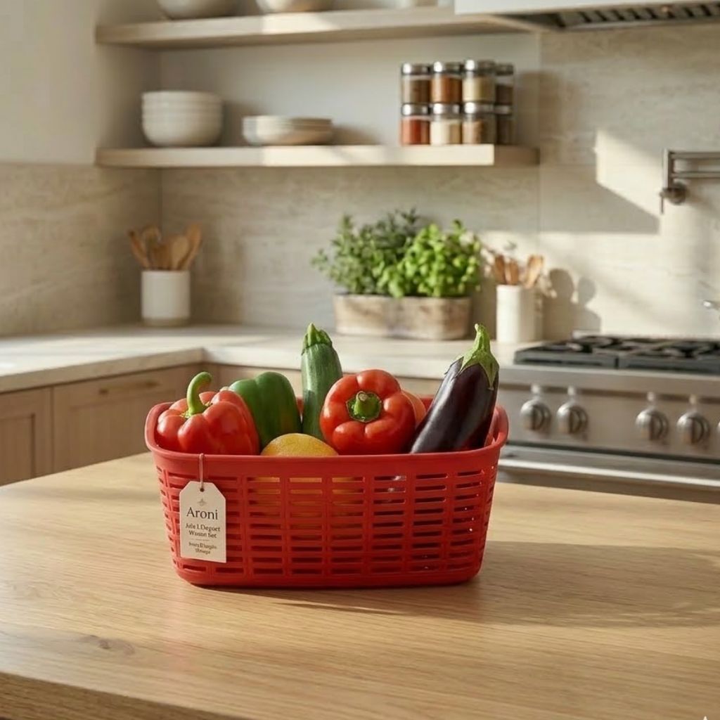 Aroni 3-in-1 Elegant Woven Fruit & Vegetable Basket Set | Multi Purpose Storage