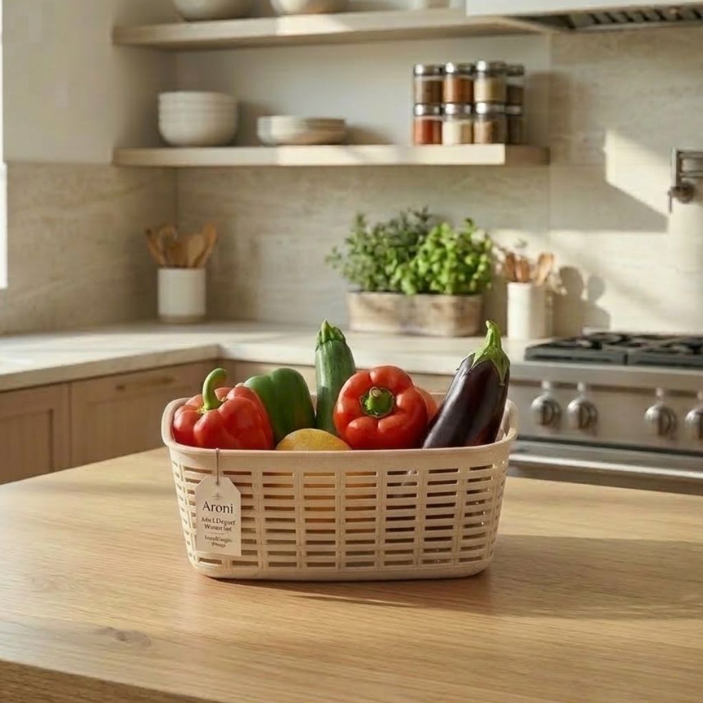 Aroni 3-in-1 Elegant Woven Fruit & Vegetable Basket Set | Multi Purpose Storage