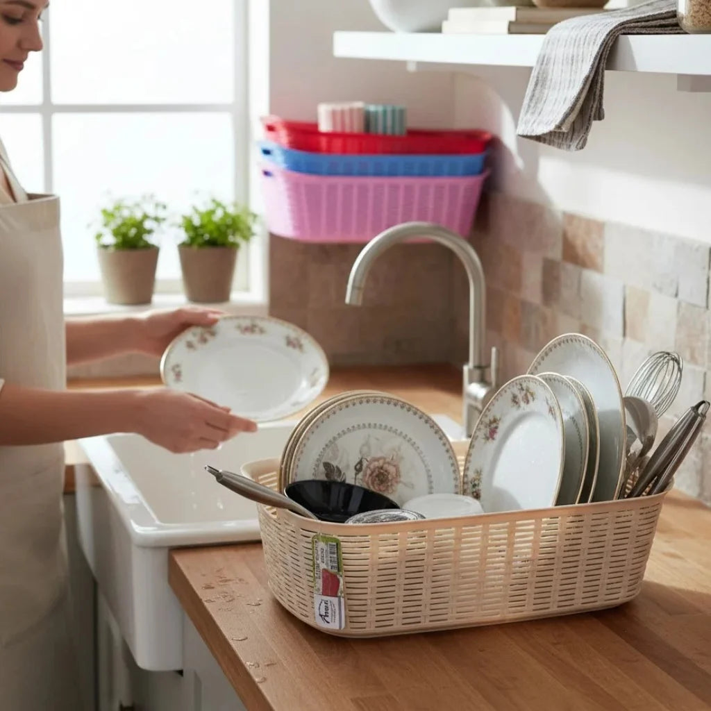 Aroni Daisy Multi Purpose Basket | Bartan Tokra & Laundry Organizer (AH-100)
