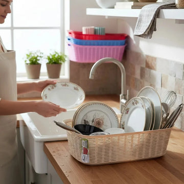 Aroni Daisy Multi Purpose Basket | Bartan Tokra & Laundry Organizer (AH-100)