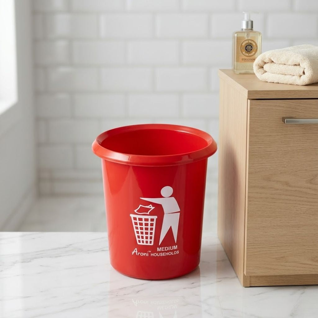 Aroni Household Round Plastic Dustbin – Durable Waste Bin Available in 5 Practical Sizes