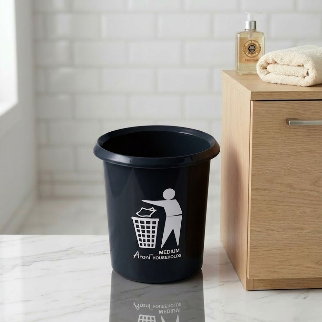 Aroni Household Round Plastic Dustbin – Durable Waste Bin Available in 5 Practical Sizes