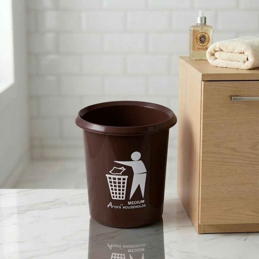 Aroni Household Round Plastic Dustbin – Durable Waste Bin Available in 5 Practical Sizes