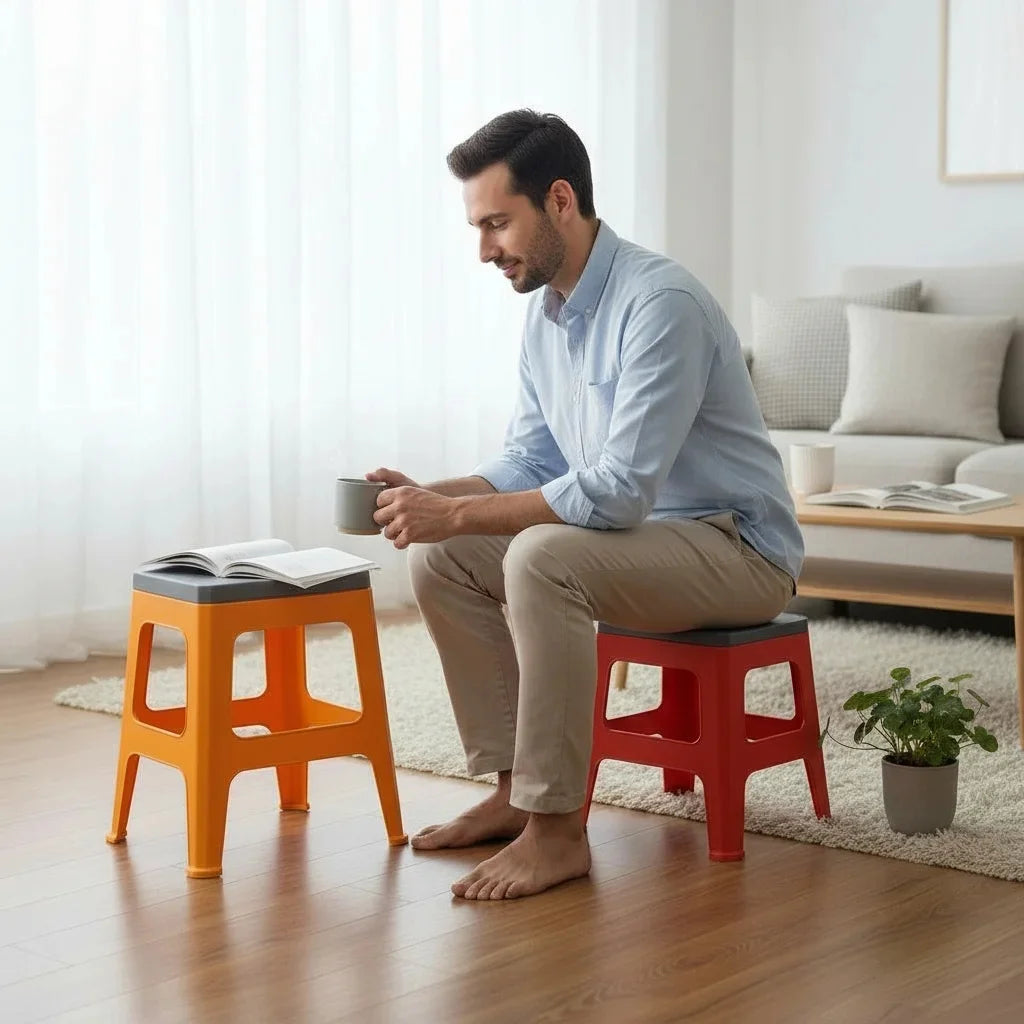 Aroni Flex Durable Plastic Seating Stool | Indoor & Outdoor Multi Purpose Chair