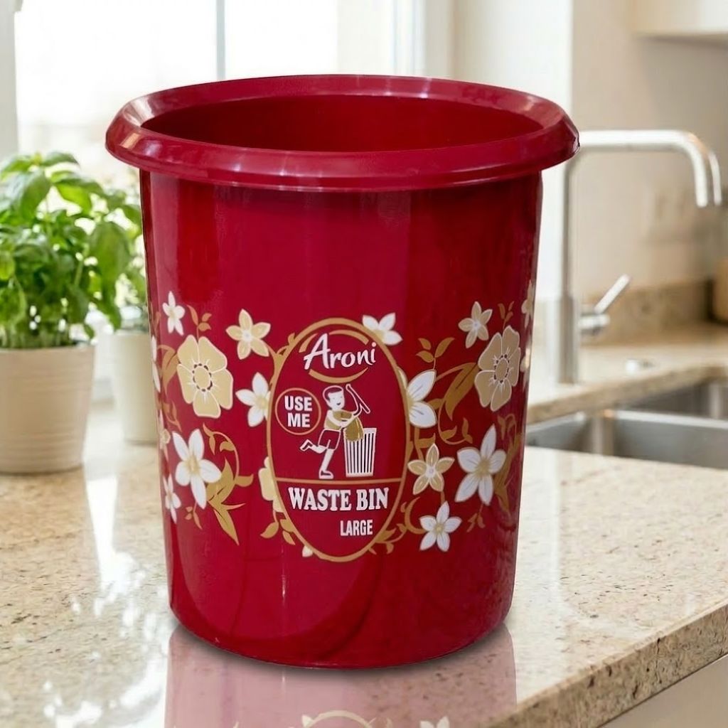 Aroni Household Round Plastic Dustbin – Durable Waste Bin Available in 5 Practical Sizes