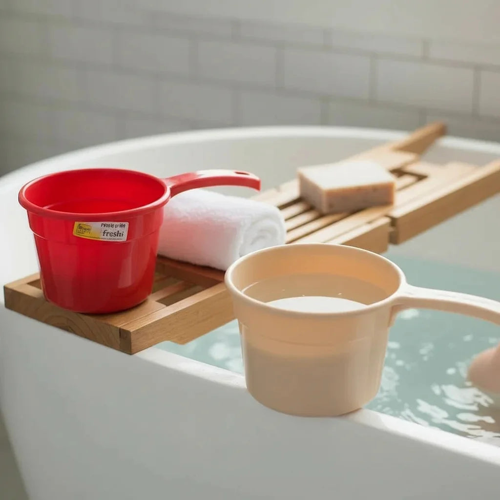 Aroni Household Premium Plastic Bath Mug (Pack of 2) | Durable Water Pourer (AH-170)