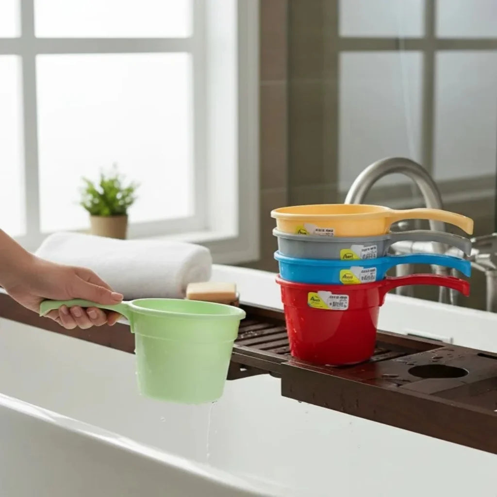 Aroni Household Premium Plastic Bath Mug (Pack of 2) | Durable Water Pourer (AH-170)