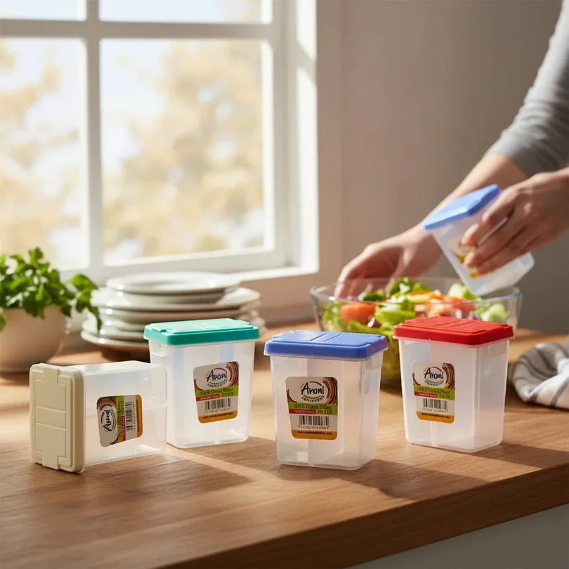 Aroni Household 2-in-1 Salt & Pepper Shaker (Pack of 6) | Dual Partition Seasoning Dispenser (AH-210)