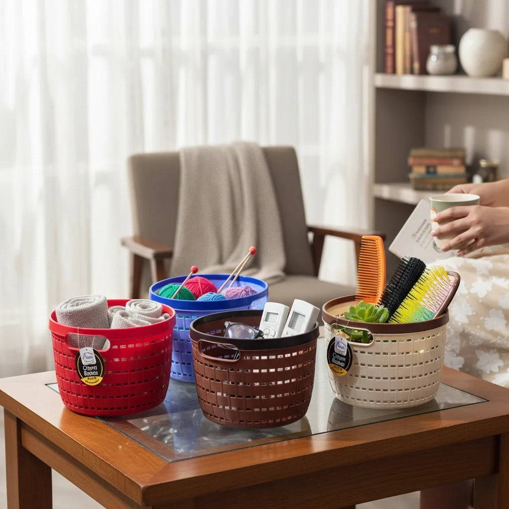 Aroni Orient Multi-Purpose Storage Basket (Pack of 2) | Desk & Home Organizer (AH-110)