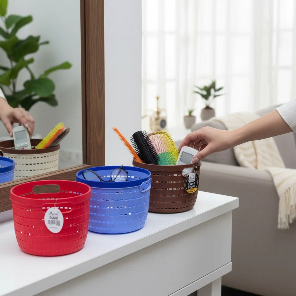 Aroni Orient Multi-Purpose Storage Basket (Pack of 2) | Desk & Home Organizer (AH-110)
