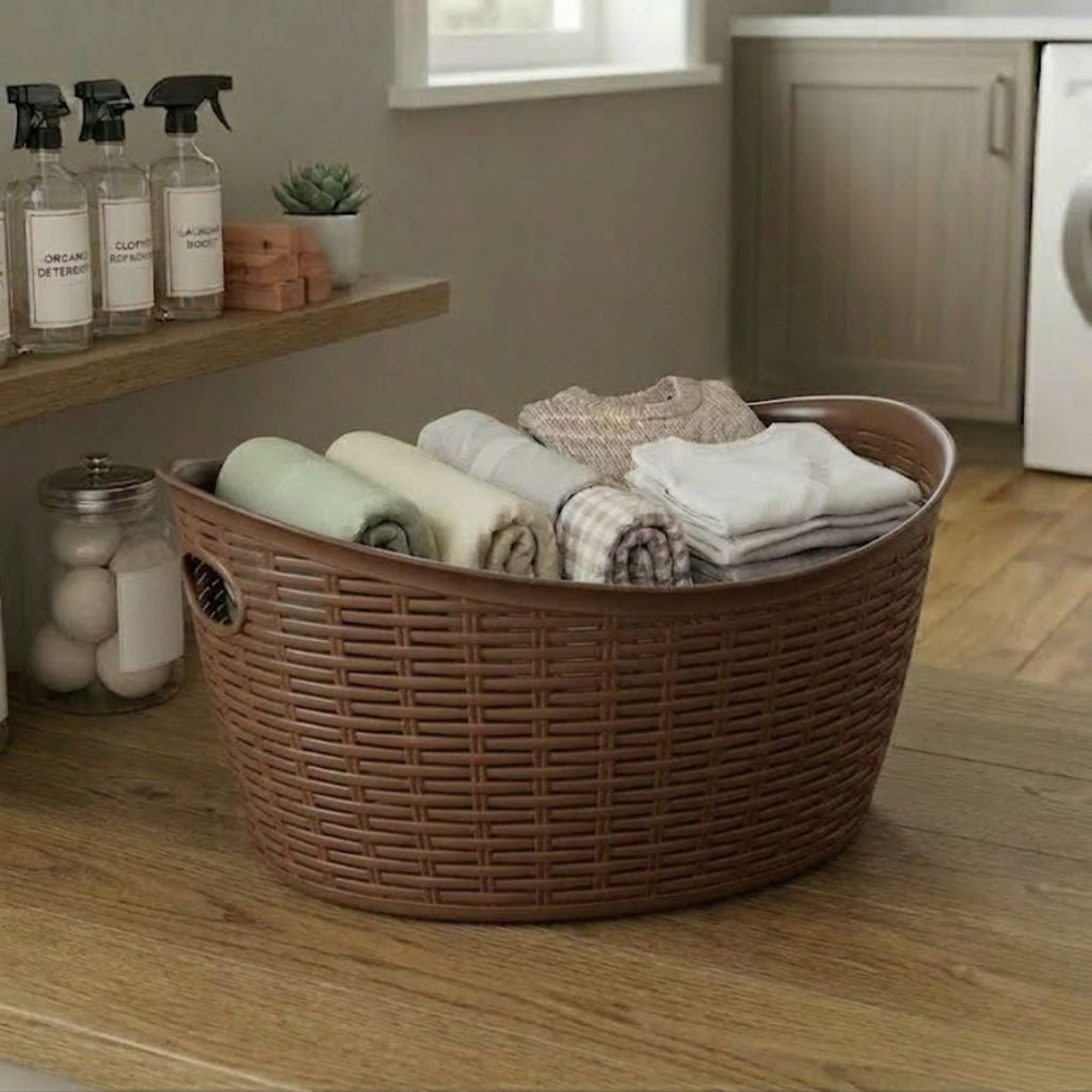 Aroni Premium Rattan-Style Multi Purpose Basket | Kitchen, Laundry & Home Organizer