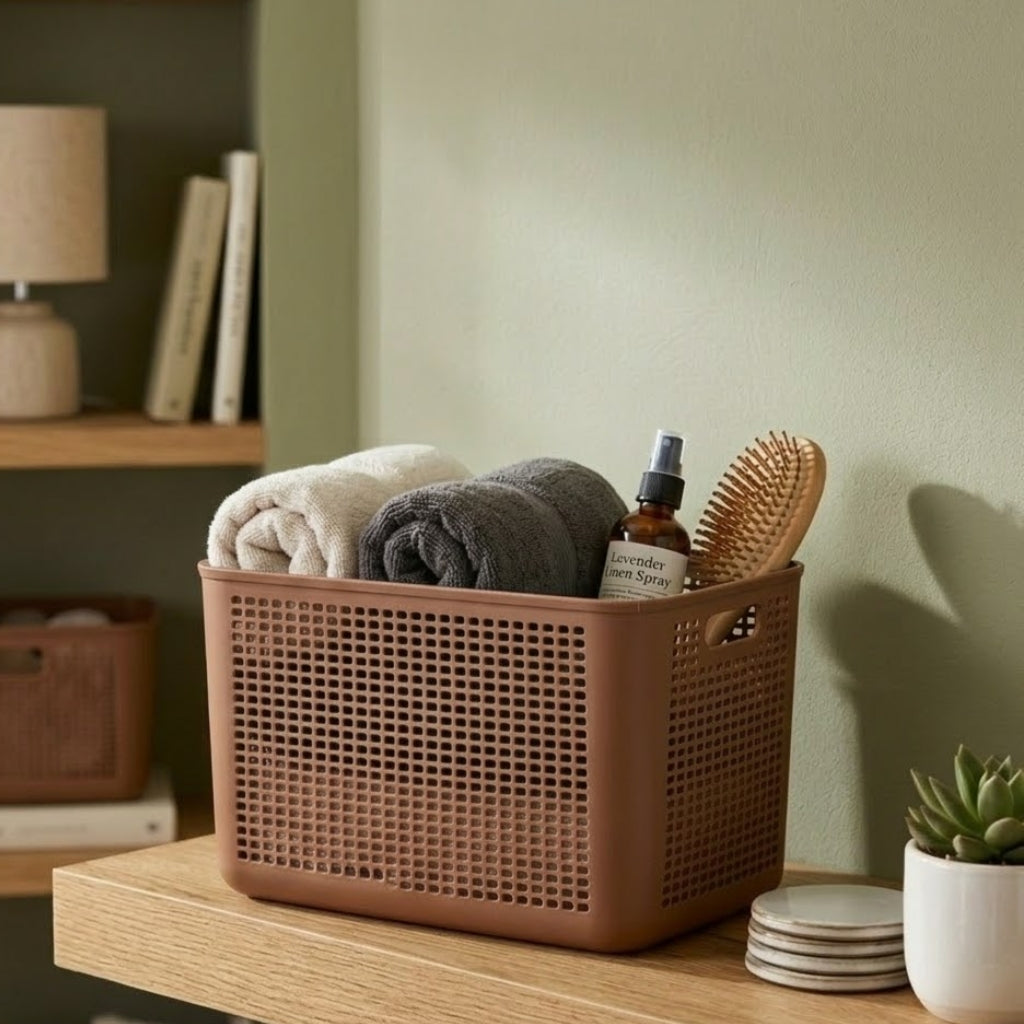 Aroni Deluxe Plastic Storage Basket – Multipurpose Household Organizer