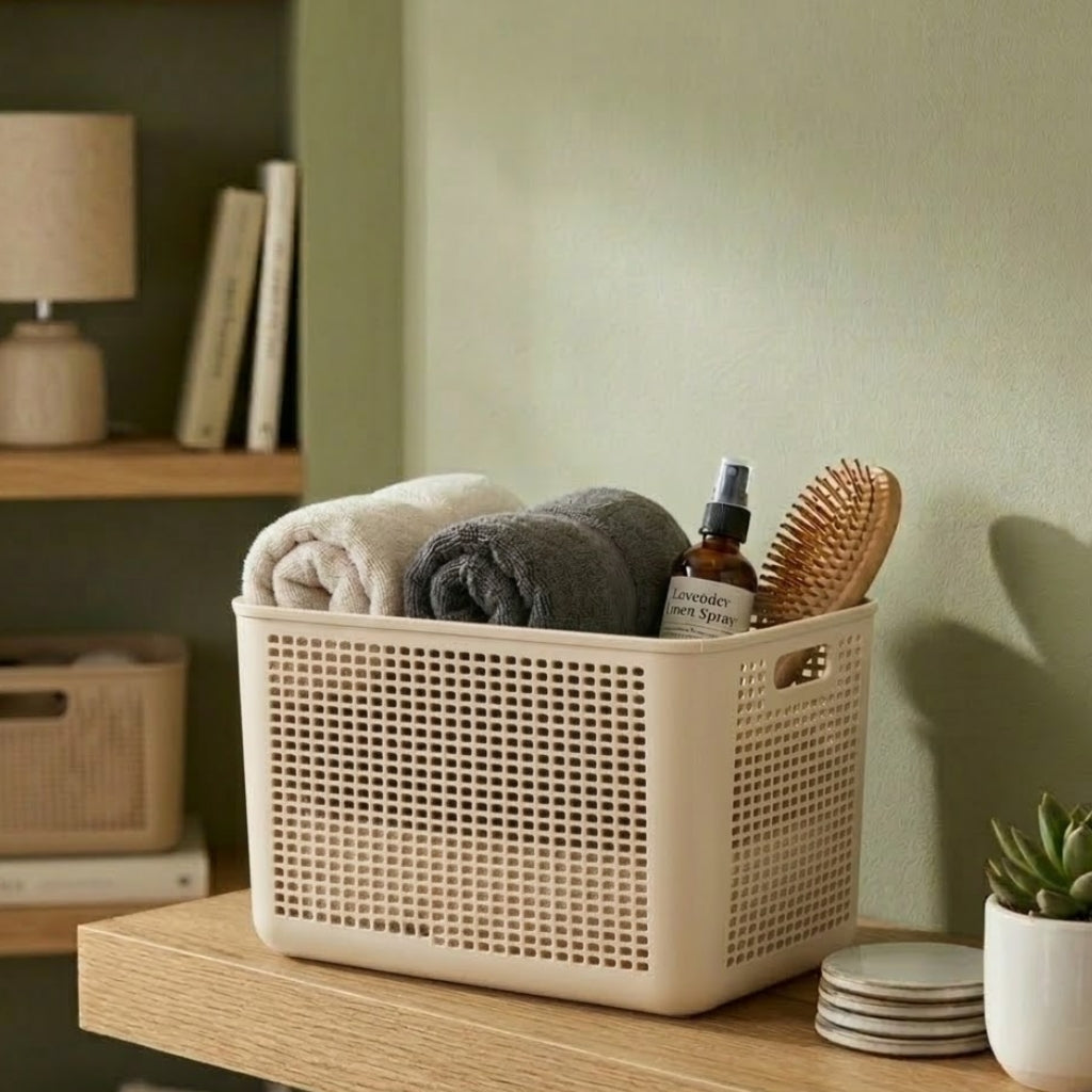 Aroni Deluxe Plastic Storage Basket – Multipurpose Household Organizer