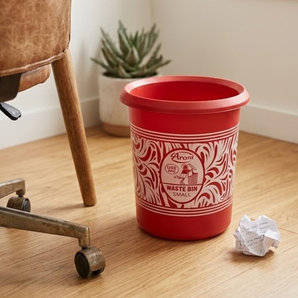 Aroni Household Round Plastic Dustbin – Durable Waste Bin Available in 5 Practical Sizes