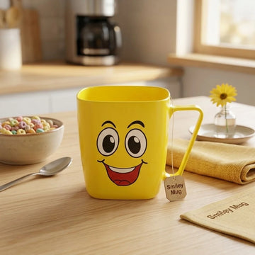 Aroni Smiley Plastic Mug (Pack of 4) | Fun Printed Coffee & Tea Cup (AH-125-A)